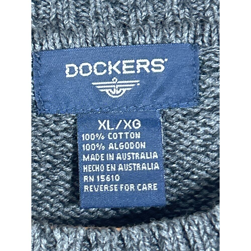 Vintage Sweater XL Gray Geometric Crew Neck Australia Cotton Dockers - Picture 6 of 9